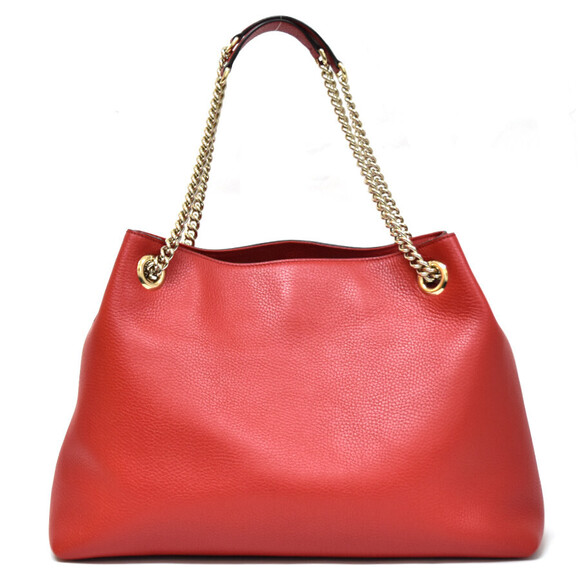 Gucci Soho Chain Tote Bag Interlocking GG Leather Red - Picture 3 of 9